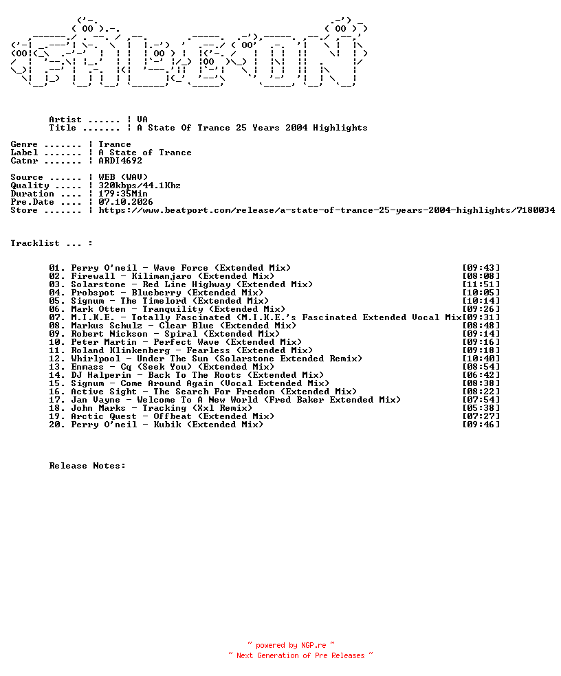 NFO for the release VA-A_State_Of_Trance_25_Years_2004_Highlights-(ARDI4692)-WEB-2026-FALCON by FALCON
