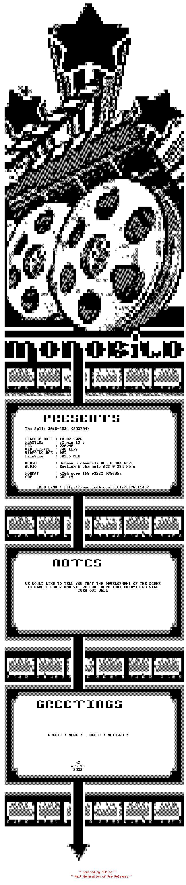 NFO for the release The.Split.S02E04.Folge.4.German.DL.DVDRip.x264-MONOBiLD by MONOBiLD