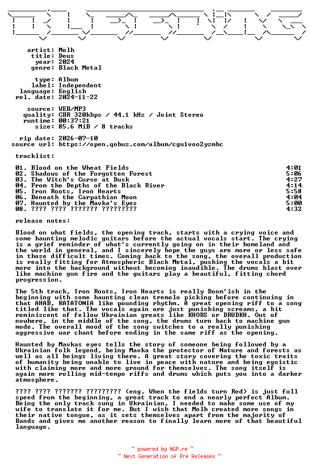 NFO for the release Molh-Deus-WEB-2024-BLEEDiNG by BLEEDiNG