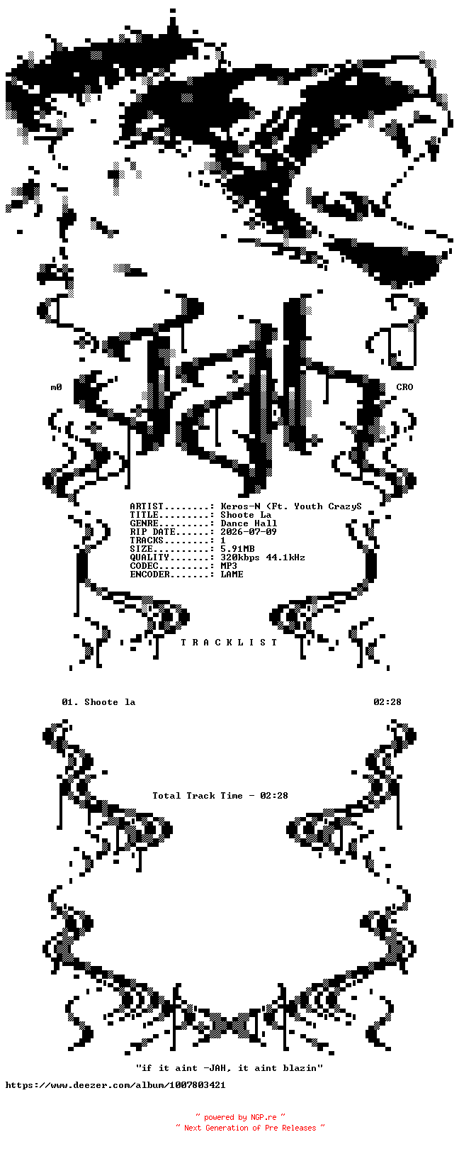 NFO for the release Keros-N_(Ft._Youth_CrazySquad)-Shoote_La-SINGLE-WEB-FR-2026-JAH by JAH