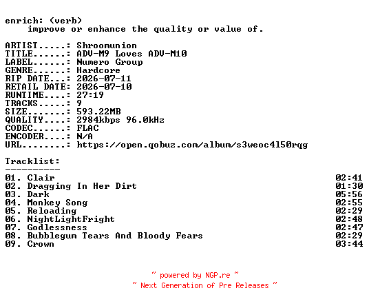 NFO for the release Shroomunion-ADV-M9_Loves_ADV-M10-24BIT-WEB-FLAC-2026-ENRiCH by ENRiCH