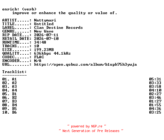 NFO for the release Nattymari-Untitled-16BIT-WEB-FLAC-2026-ENRiCH by ENRiCH