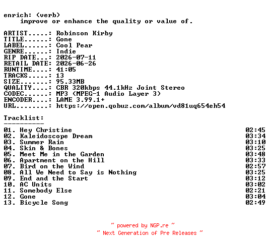 NFO for the release Robinson_Kirby-Gone-WEB-2026-ENRiCH by ENRiCH