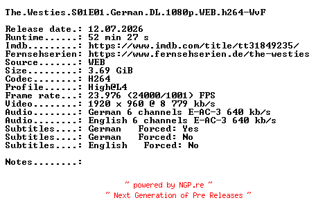 NFO for the release The.Westies.S01E01.German.DL.1080p.WEB.h264-WvF by WvF