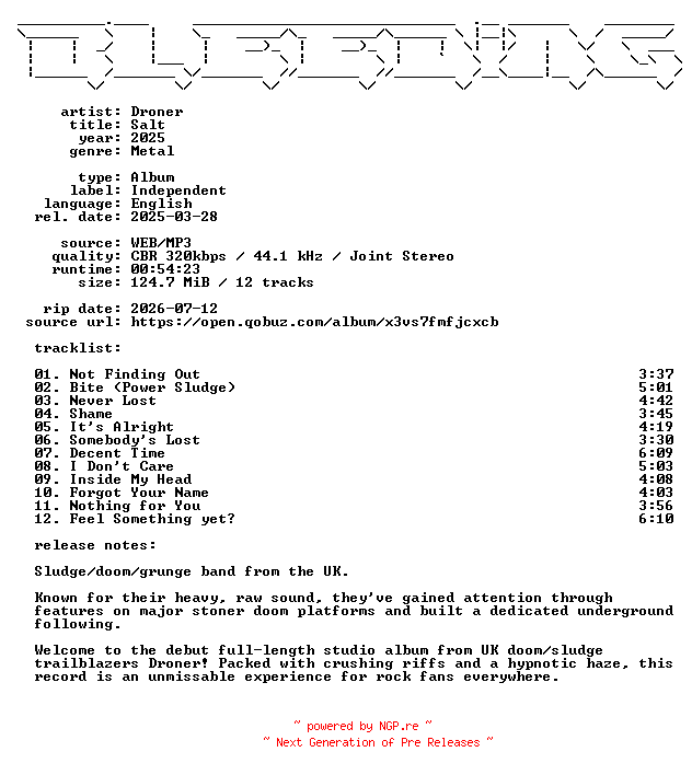 NFO for the release Droner-Salt-WEB-2025-BLEEDiNG by BLEEDiNG