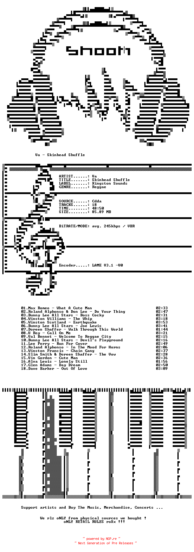 NFO for the release VA-Skinhead_Shuffle-2024-SNOOK by SNOOK
