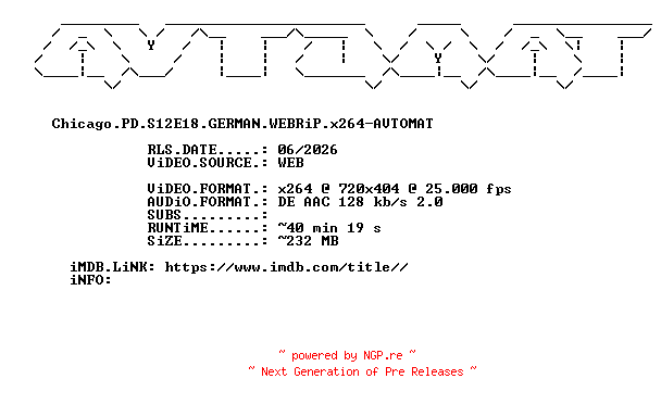 NFO for the release Chicago.PD.S12E18.GERMAN.WEBRiP.x264-AVTOMAT by AVTOMAT