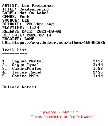 NFO for the release Los_Problemas-Cuadrafonico-WEB-ES-2023-SDR by SDR