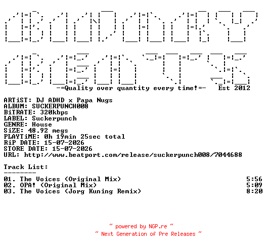 NFO for the release DJ_ADHD_x_Papa_Nugs-SUCKERPUNCH008-(SP008)-WEB-2026-BB by BB