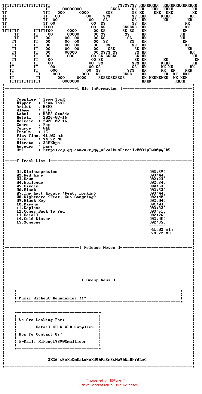 NFO for the release H3R3-Echo-WEB-CN-2026-TosK by TosK