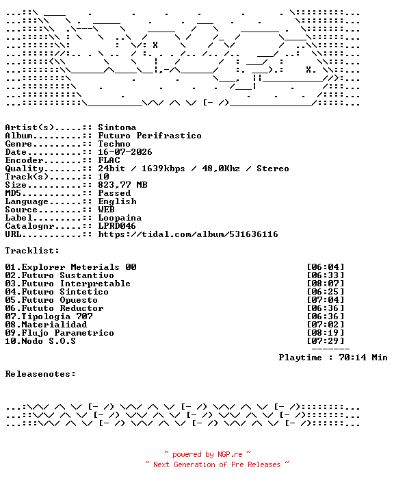 NFO for the release Sintoma-Futuro_Perifrastico-LPRD046-24BIT-WEB-FLAC-2026-WAVED by WAVED