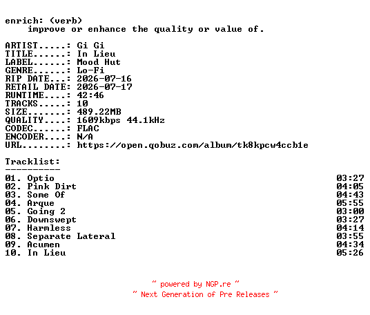 NFO for the release Gi_Gi-In_Lieu-24BIT-WEB-FLAC-2026-ENRiCH by ENRiCH