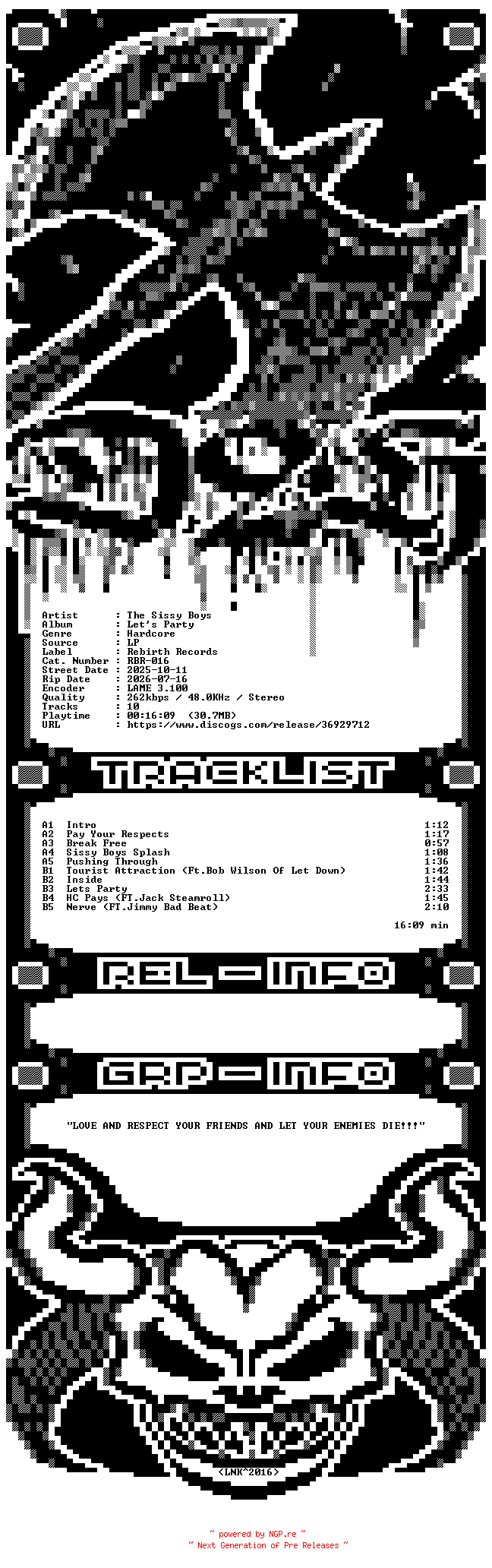 NFO for the release The_Sissy_Boys-Lets_Party-LP-2025-D2H by D2H
