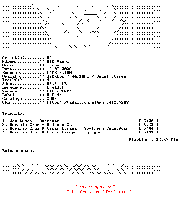 NFO for the release VA-X10_Vinyl-X083-WEB-2026-WAV by WAV