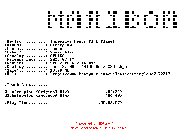 NFO for the release Imprezive_Meets_Pink_Planet-Afterglow-(SFL156)-WEB-2026-MARiBOR by MARiBOR