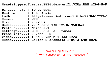 NFO for the release Heartstopper.Forever.2026.German.DL.720p.WEB.x264-WvF by WvF