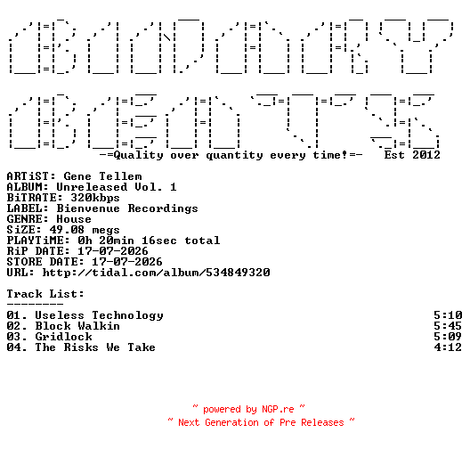 NFO for the release Gene_Tellem-Unreleased_Vol._1-(GT01)-WEB-2026-BB by BB