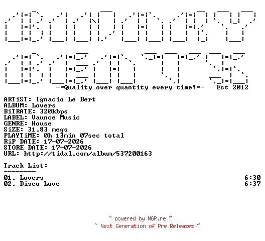 NFO for the release Ignacio_Le_Bert-Lovers-(VM0085)-WEB-2026-BB by BB