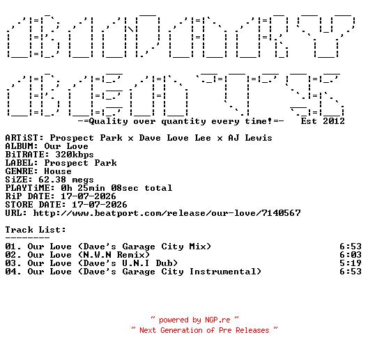 NFO for the release Prospect_Park_x_Dave_Love_Lee_x_AJ_Lewis-Our_Love-(ZEDD12425)-WEB-2026-BB by BB