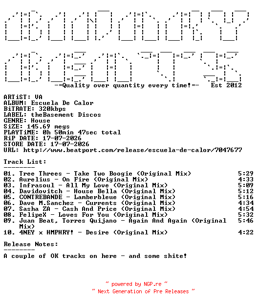 NFO for the release VA-Escuela_De_Calor-(TBX265)-WEB-2026-BB by BB