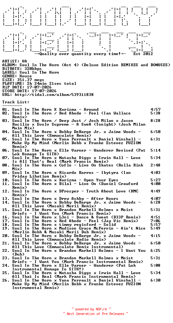 NFO for the release VA-Soul_In_The_Horn_(Act_4)_(Deluxe_Edition_REMIXES_And_BONUSES)-(DIGITAL-SITH004)-WEB-2026-BB by BB