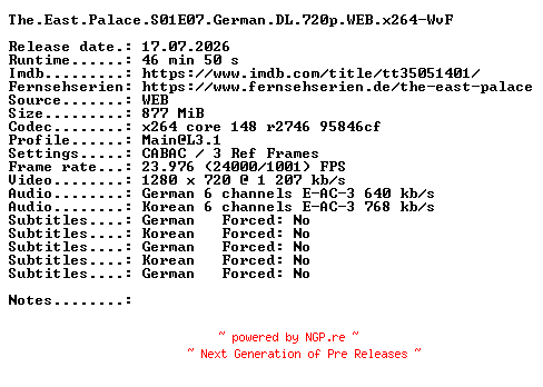 NFO for the release The.East.Palace.S01E07.German.DL.720p.WEB.x264-WvF by WvF