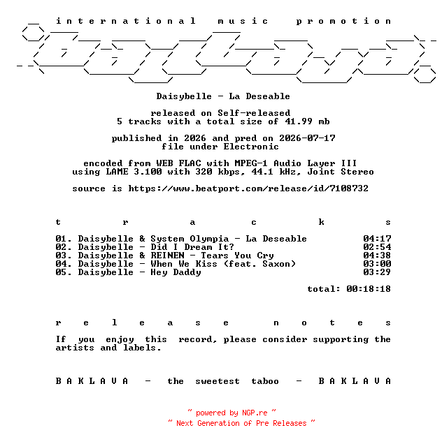 NFO for the release Daisybelle-La_Deseable-WEB-2026-BAKLAVA by BAKLAVA
