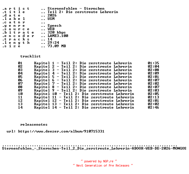NFO for the release Sternenfohlen_-_Sternchen-Teil_2_Die_zerstreute_Lehrerin-ABOOK-WEB-DE-2026-MONGOS by MONGOS