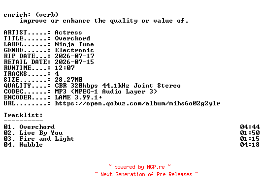 NFO for the release Actress-Overchord-EP-WEB-2026-ENRiCH by ENRiCH