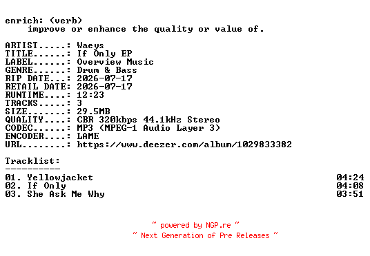 NFO for the release Waeys-If_Only_EP-WEB-2026-ENRiCH by ENRiCH