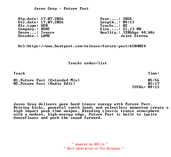 NFO for the release Jason_Gray_-_Future_Past-(RSNT019)-WEB-2026-FMC by FMC