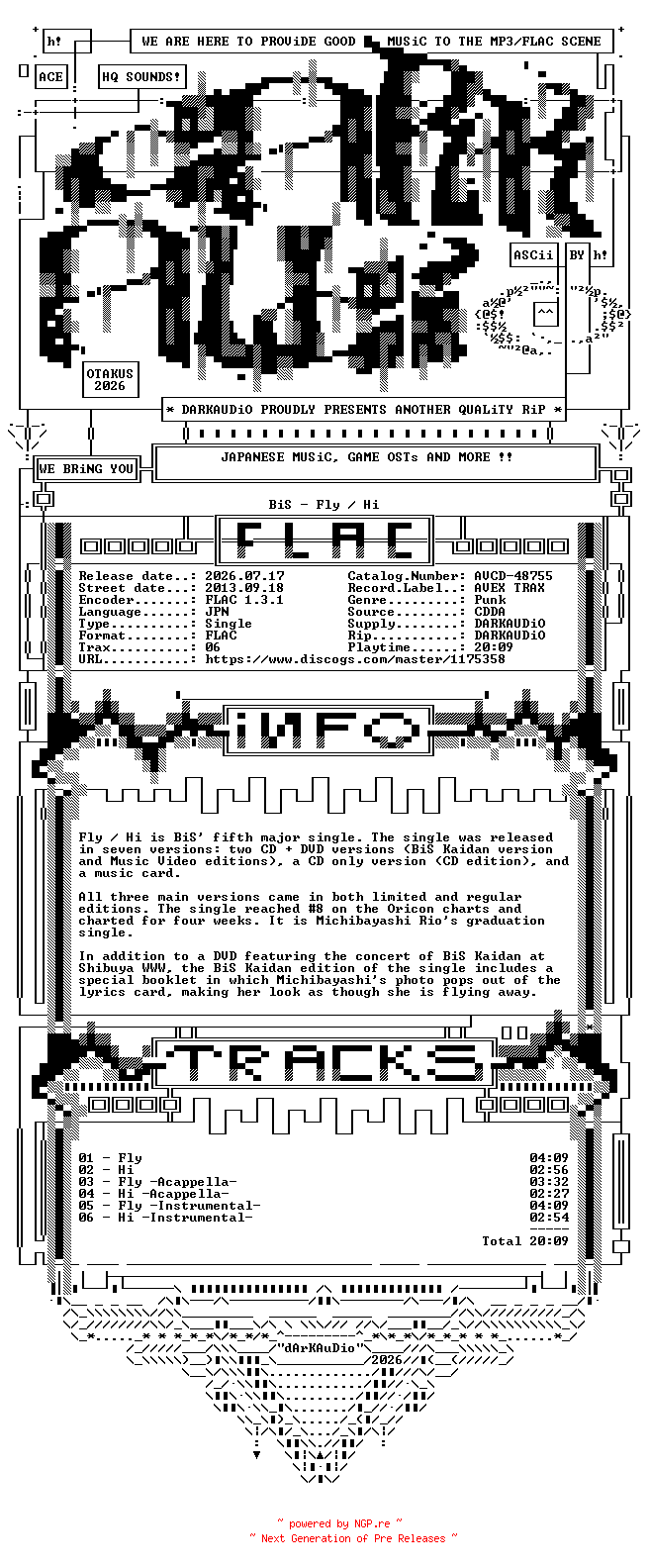 NFO for the release Bis-Fly_Hi-(AVCD-48755)-JP-CD-FLAC-2013-DARKAUDiO by DARKAUDiO