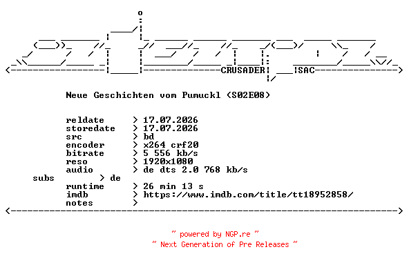 NFO for the release Neue.Geschichten.vom.Pumuckl.S02E08.German.1080p.BluRay.x264-iNTENTiON by iNTENTiON