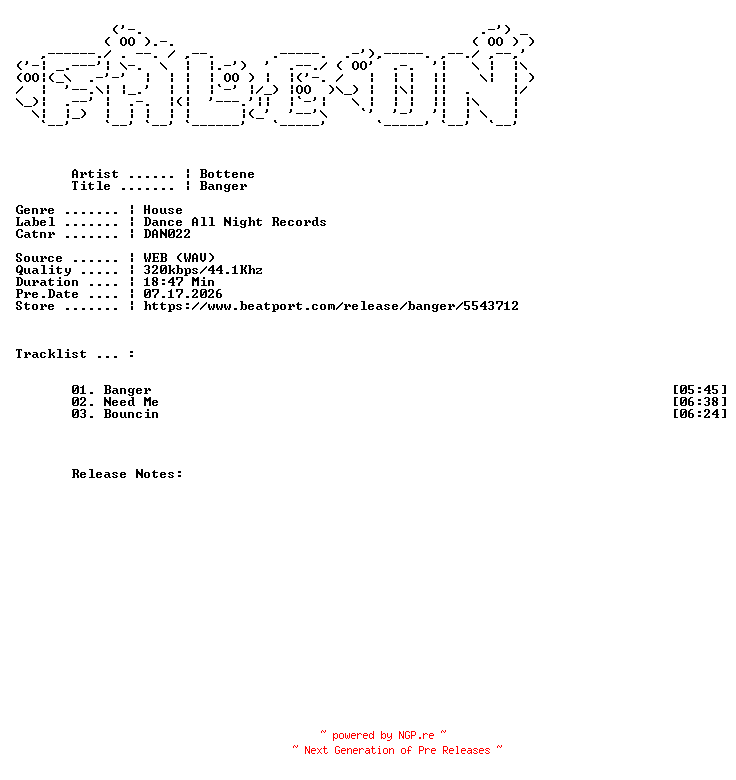 NFO for the release Bottene-Banger-(DAN022)-WEB-2026-FALCON by FALCON