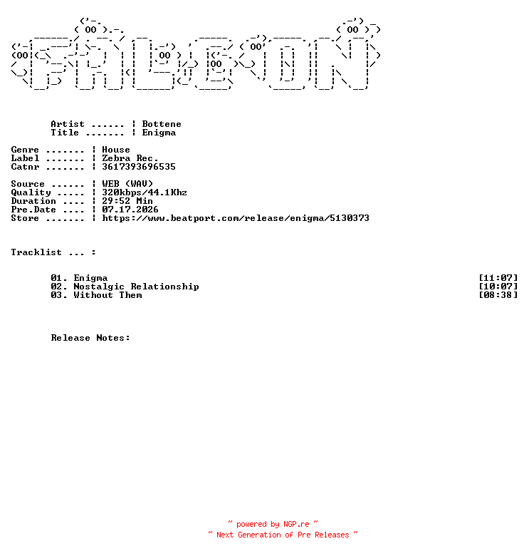 NFO for the release Bottene-Enigma-(3617393696535)-WEB-2025-FALCON by FALCON