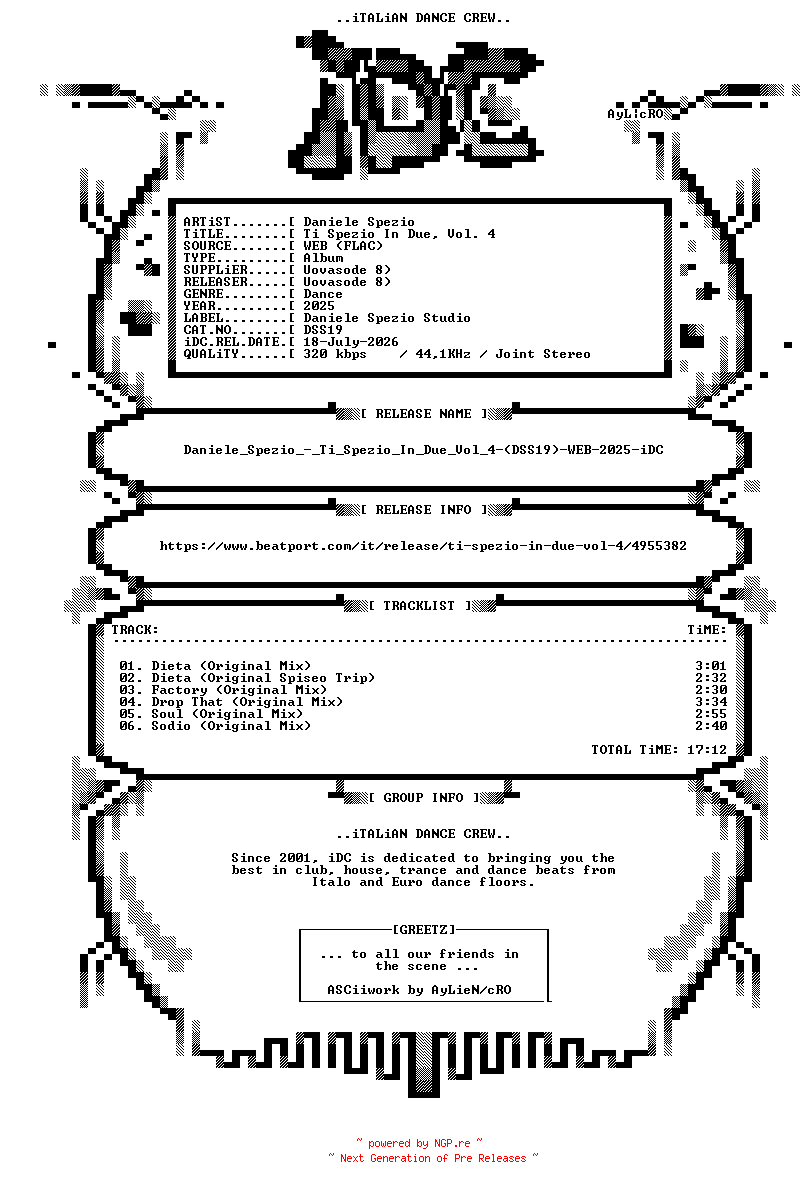 NFO for the release Daniele_Spezio_-_Ti_Spezio_In_Due_Vol_4-(DSS19)-WEB-2025-iDC by iDC