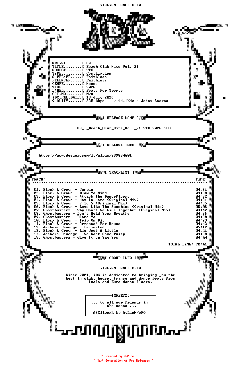 NFO for the release VA_-_Beach_Club_Hits_Vol._21-WEB-2026-iDC by iDC