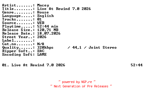 NFO for the release Macey-Live_At_Rewind_7.0_2026-WEB-2026-XTC_iNT by XTC_iNT