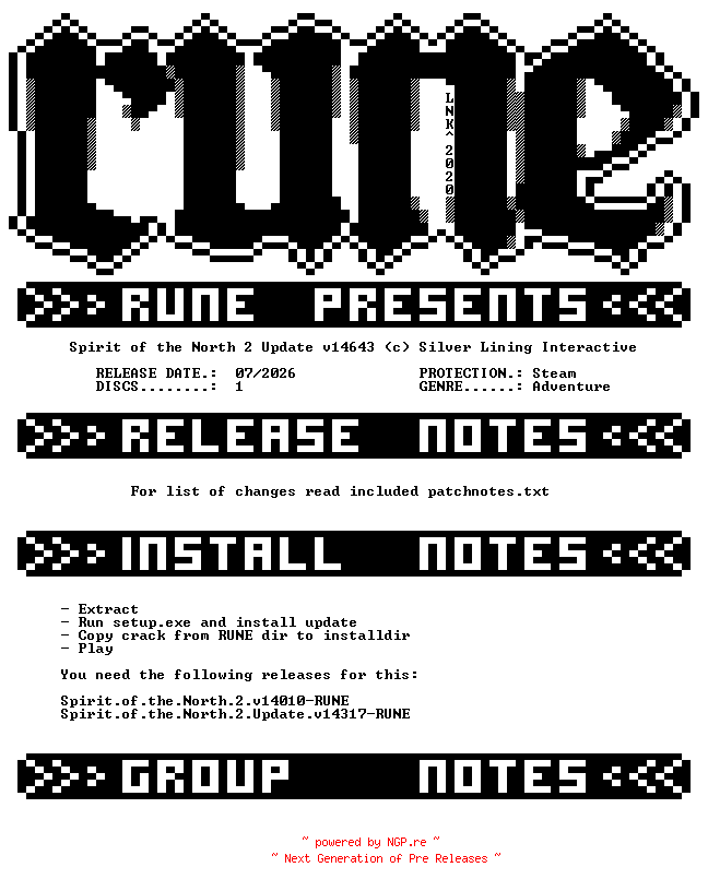 NFO for the release Spirit.of.the.North.2.Update.v14643-RUNE by RUNE
