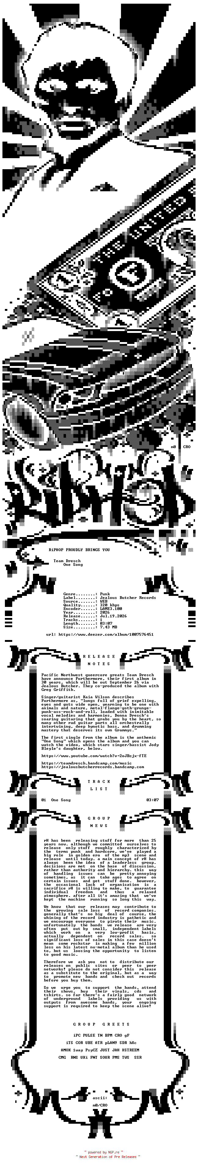 NFO for the release Team_Dresch-One_Song-SINGLE-WEB-2026-rH_iNT by rH_iNT