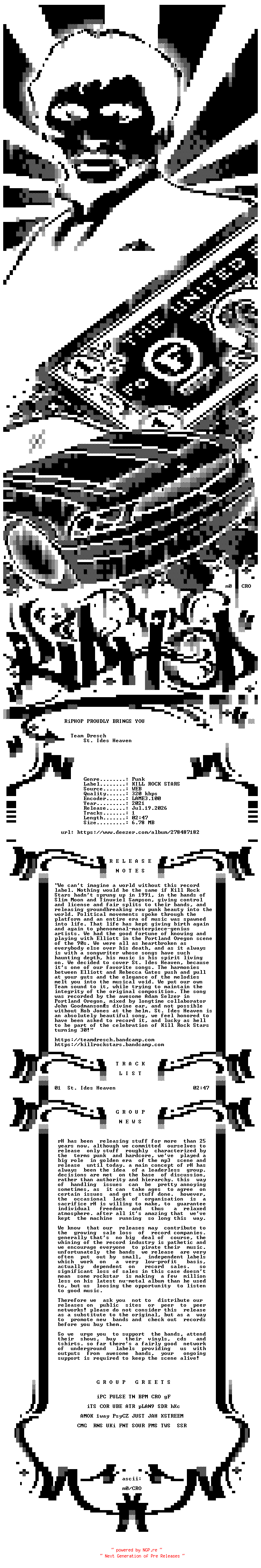 NFO for the release Team_Dresch-St._Ides_Heaven-SINGLE-WEB-2021-rH_iNT by rH_iNT