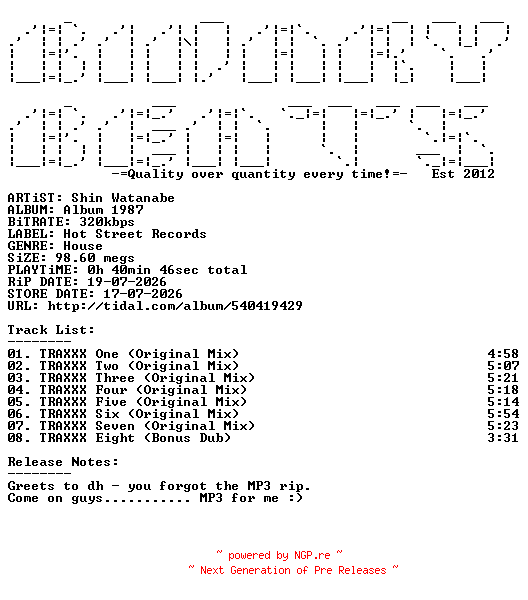 NFO for the release Shin_Watanabe-Album_1987-(HS003)-WEB-2026-BB by BB