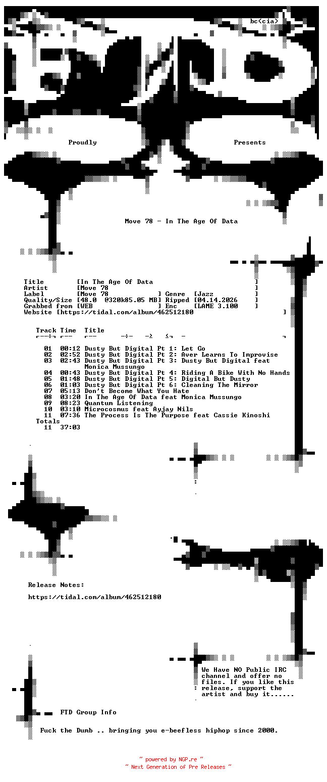 NFO for the release Move_78-In_The_Age_Of_Data-WEB-2025-FTD by FTD