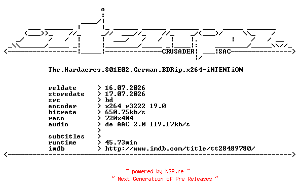 NFO for the release The.Hardacres.S01E02.German.BDRip.x264-iNTENTiON by iNTENTiON