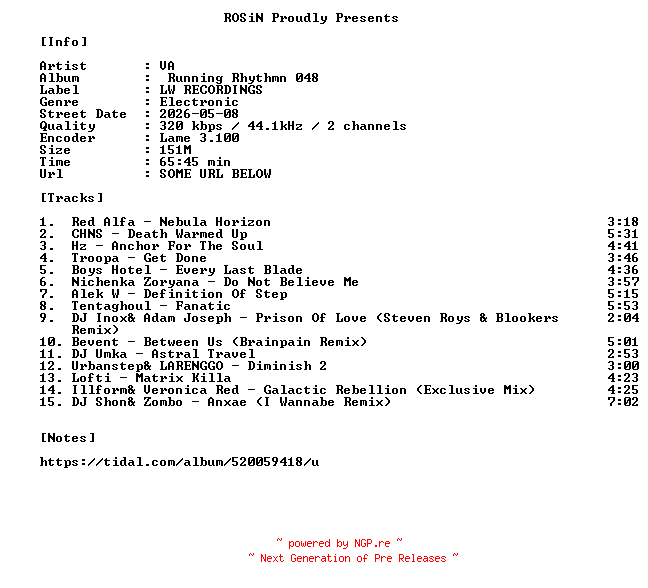 NFO for the release VA-Running_Rhythmn_048-WEB-2026-ROSiN by ROSiN