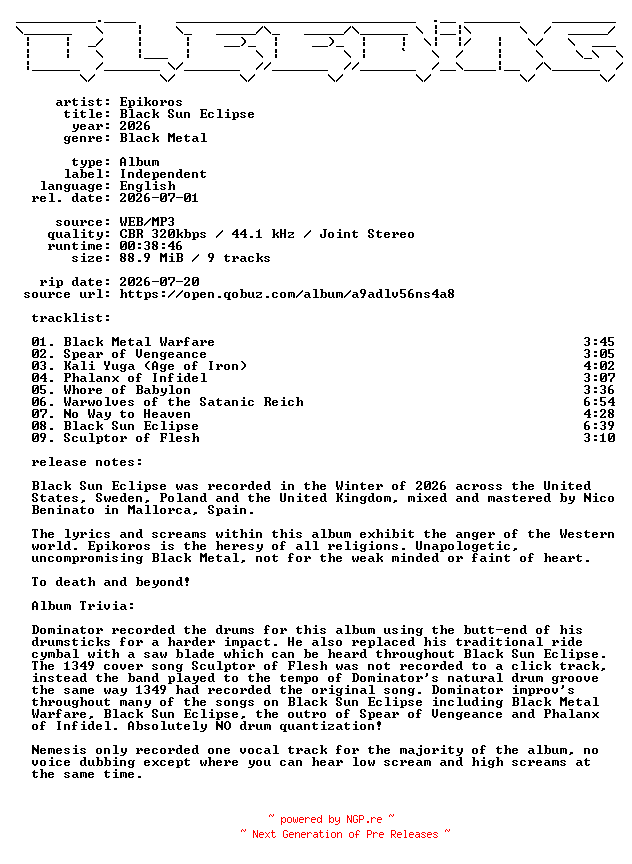 NFO for the release Epikoros-Black_Sun_Eclipse-WEB-2026-BLEEDiNG by BLEEDiNG