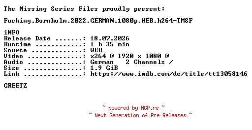 NFO for the release Fucking.Bornholm.2022.GERMAN.1080p.WEB.h264-TMSF by TMSF