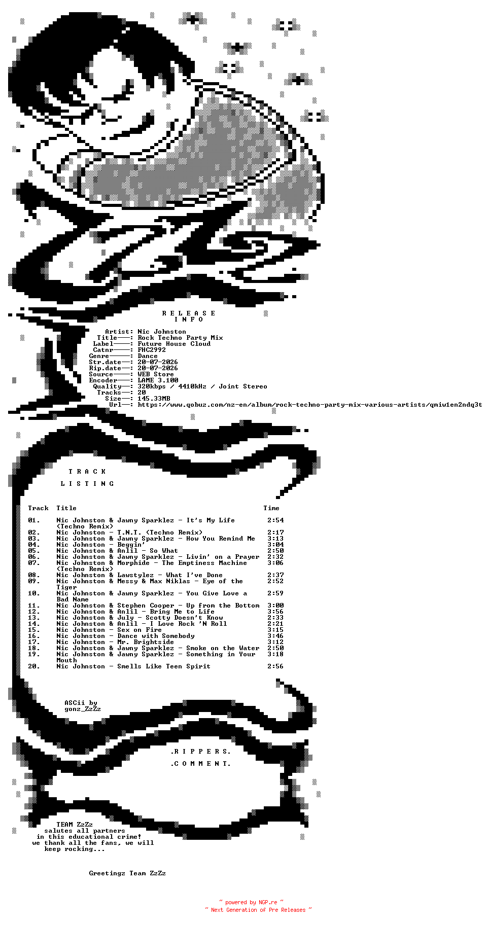 NFO for the release Nic_Johnston_-_Rock_Techno_Party_Mix-(FHC2992)-WEB-2026-ZzZz by ZzZz