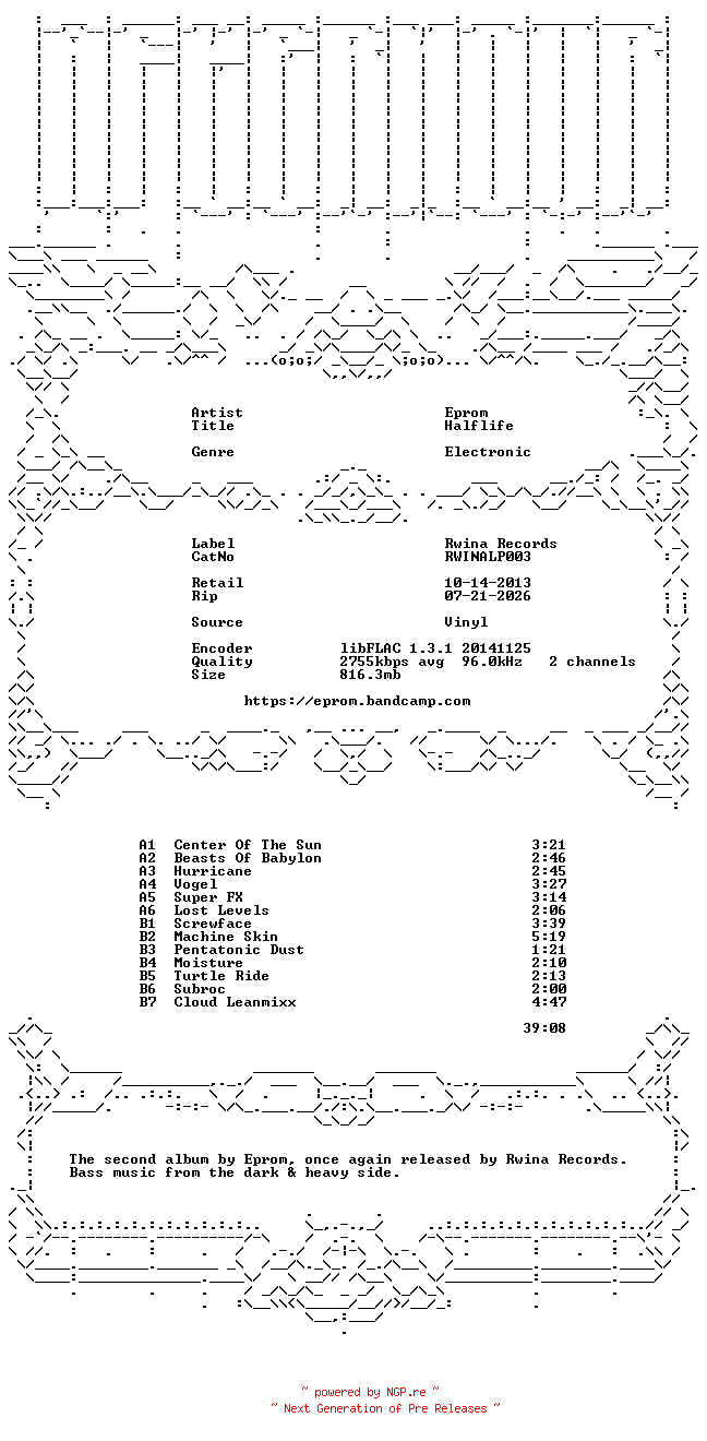 NFO for the release Eprom-Halflife-(RWINALP003)-LP-FLAC-2013-AFTERHOUR by AFTERHOUR