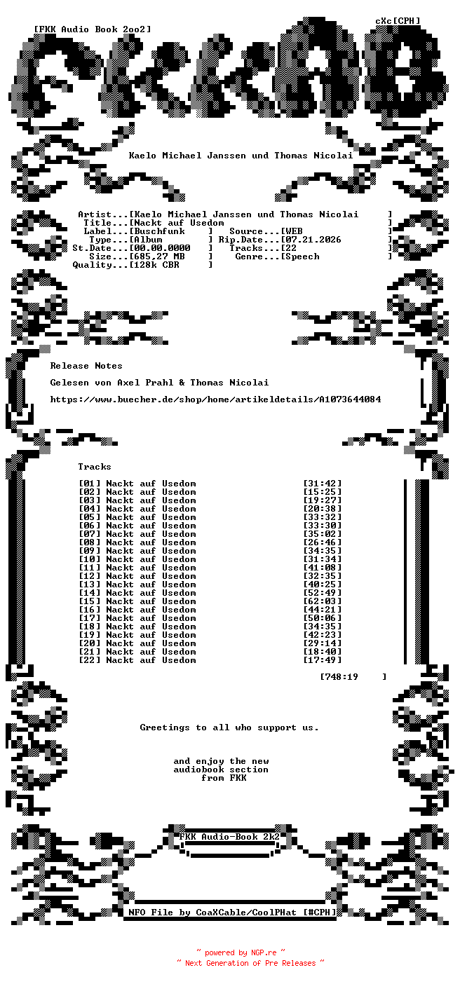 NFO for the release Kaelo_Michael_Janssen_und_Thomas_Nicolai-Nackt_auf_Usedom-Web-DE-2024-FKKAuDiOBooK by FKKAuDiOBooK
